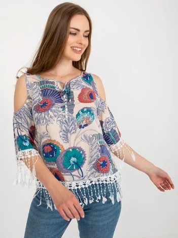 Bluza Dama Maneca 3/4, Dantela, Fashion Hunters, Bej Casual