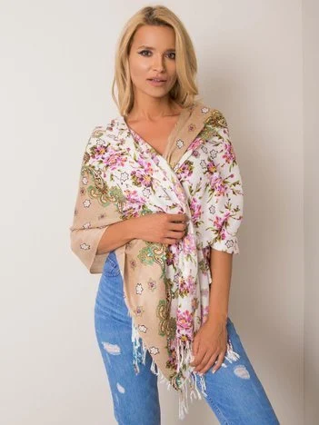 Bandana Dama Floral, In, Pashmina, Bej
