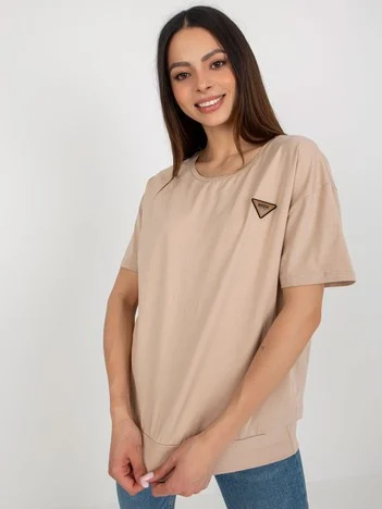 Bluza Dama Mini, Decolteu rotund, RELEVANCE, Bej Casual
