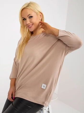 Bluza Dama Maneca 3/4, Decolteu rotund, RELEVANCE, Bej Eleganta Office