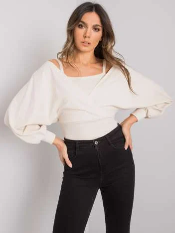 Bluza Dama Maneca lunga, Dungi, RUE PARIS, Bej Casual