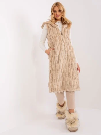 Vesta Dama Fara maneci, Elegant, Wool Fashion Italia, Bej Eleganta Office