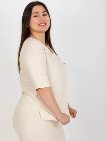 Bluza Dama Mini, Dantela, LAKERTA, Bej Eleganta Office
