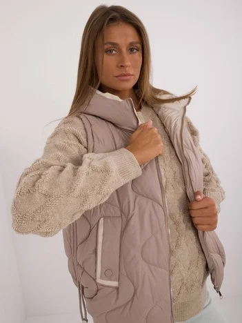 Vesta Dama Fara maneci, Guler inalt, Snow Moda, Bej de Vara Marimi Mari