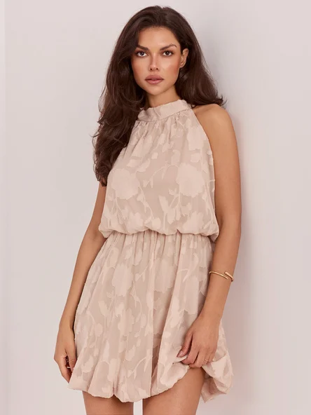 Rochie Dama Mini, Lejera, ITALY MODA, Bej de Petrecere