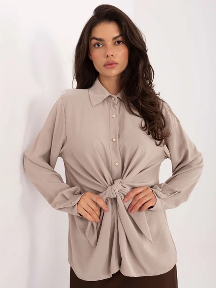 Camasa Dama Maneca lunga, Elegant, RED LINE, Bej Eleganta Office