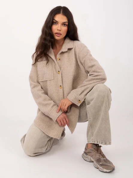 Jacheta Dama Maneca lunga, Guler inalt, RUE PARIS, Bej de Vara