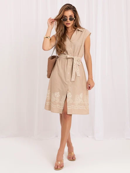 Rochie Dama Fara maneci, Lejera, ITALY MODA, Bej de Vara