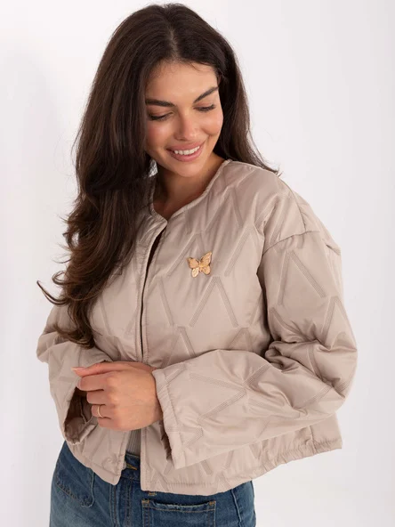Jacheta Dama Elegant, Guler inalt, RUE PARIS, Bej Eleganta Office