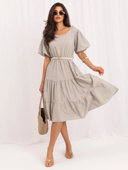 Rochie Dama Midi, Carouri, ITALY MODA, Bej de Vara