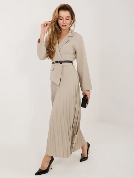 Rochie Dama Maxi, Lejera, RUE PARIS, Bej Eleganta Office