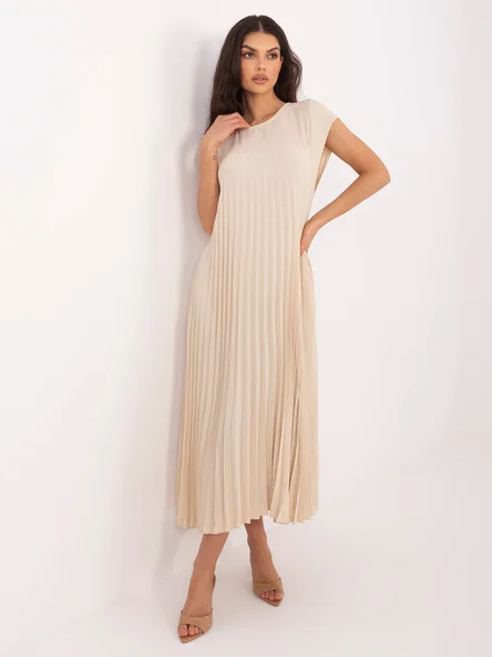 Rochie Dama Midi, Alta croiala, RUE PARIS, Bej de Petrecere