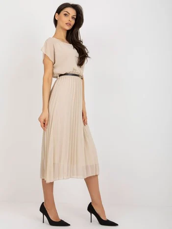 Rochie Dama Midi, Lejera, RUE PARIS, Bej de Petrecere