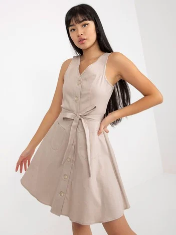 Rochie Dama Fara maneci, Lejera, LAKERTA, Bej de Vara
