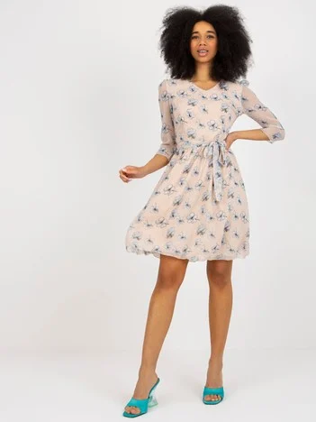Rochie Dama Maneca 3/4, Lejera, LAKERTA, Bej Eleganta Office