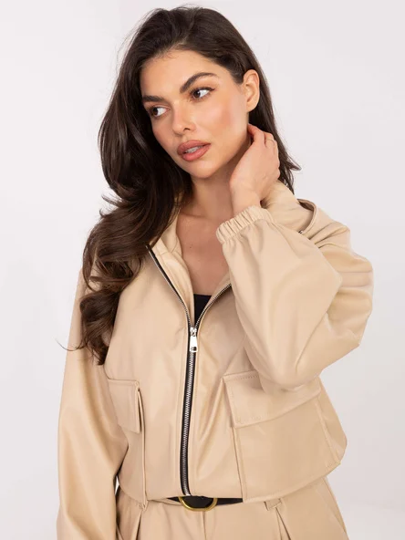 Jacheta Dama Mini, Guler inalt, RUE PARIS, Bej de Vara
