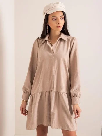 Rochie Dama Maxi, Lejera, LUMINA, Bej Eleganta Office