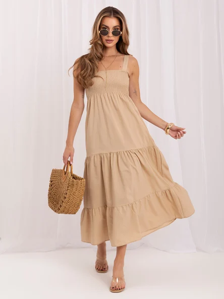 Rochie Dama Midi, Lejera, RUE PARIS, Bej Eleganta Office