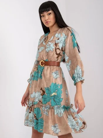Rochie Dama Maneca 3/4, Lejera, POLE&POLE, Bej Eleganta Office