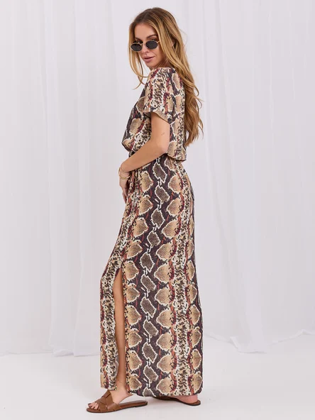 Rochie Dama Maxi, Animal print, LAKERTA, Bej Casual