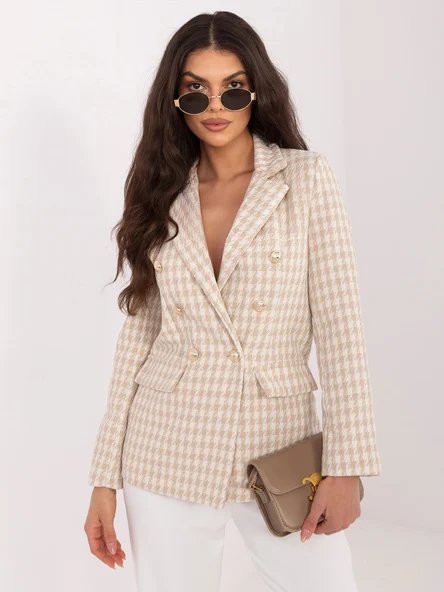 Sacou Dama Maneca lunga, Imprimat, ITALY MODA, Bej de Vara