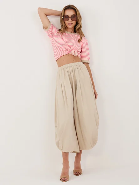 Pantaloni Dama 7/8, Larga, ITALY MODA, Bej