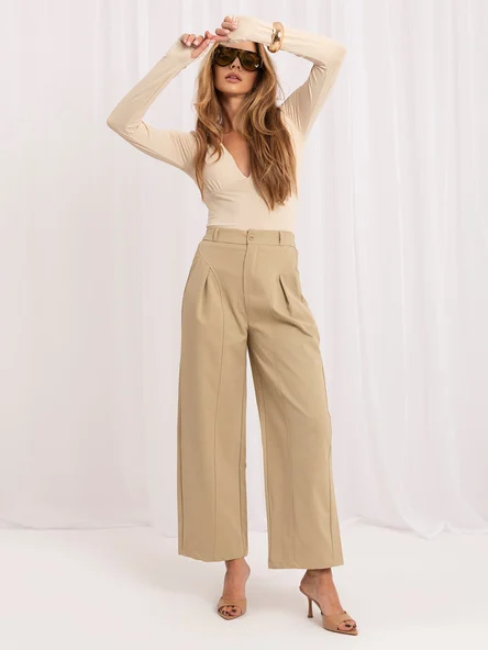 Pantaloni Dama 7/8, Larga, ITALY MODA, Bej Eleganta Office
