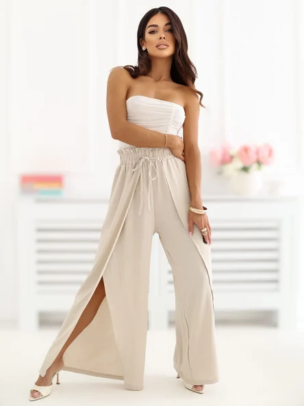 Pantaloni Dama Lunga, Larga, Miss kimery, Bej
