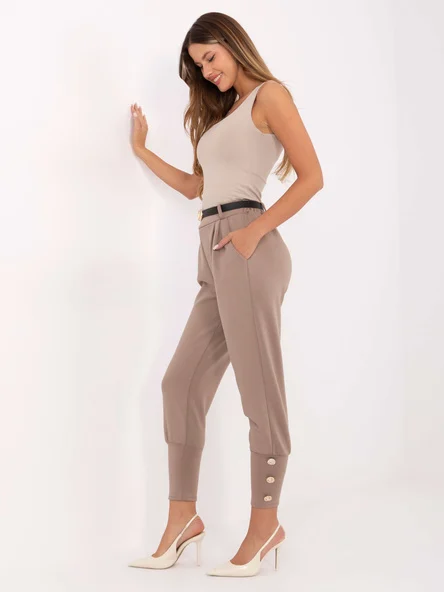 Pantaloni Dama Conica, Guler inalt, Pammy Fashion, Bej Eleganta Office