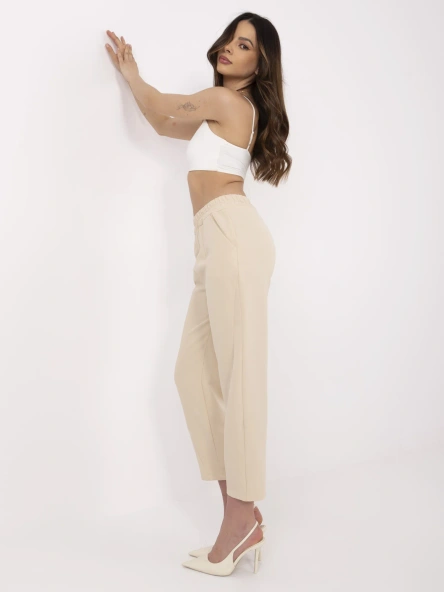 Pantaloni Dama Elegant, Guler inalt, Och Bella, Bej Eleganta Office