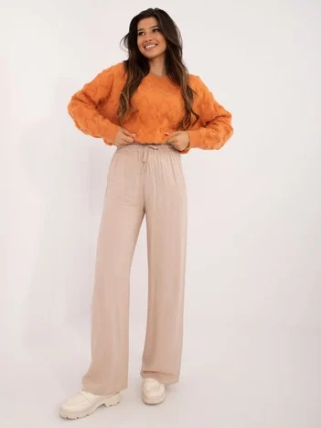 Pantaloni Dama Dreapta, Guler inalt, LAKERTA, Bej Casual