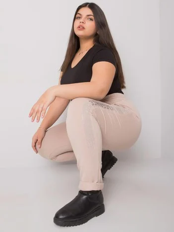 Pantaloni Trening Dama Lunga, Guler inalt, RELEVANCE, Bej Casual Marimi Mari