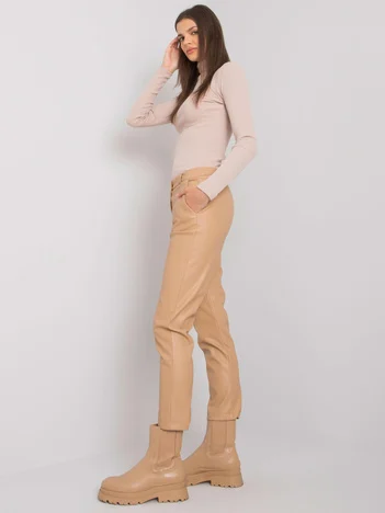 Pantaloni Dama 7/8, Dreapta, POLE&POLE, Camel Eleganta Office