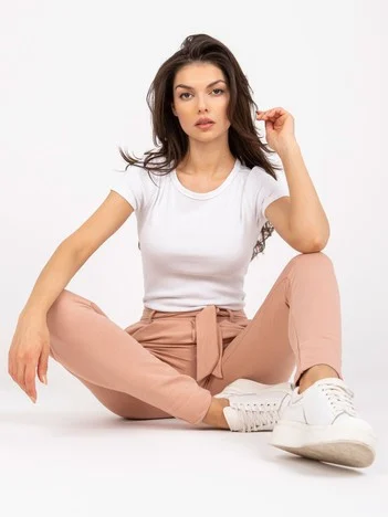 Pantaloni Dama Conica, Guler inalt, RUE PARIS, Bej Eleganta Office