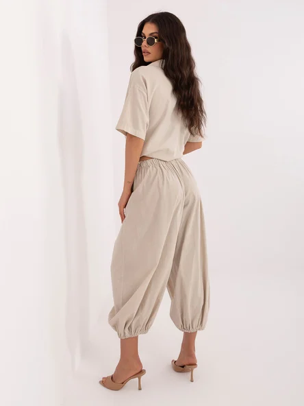 Pantaloni Dama 7/8, Mansete elastice, ITALY MODA, Bej Casual