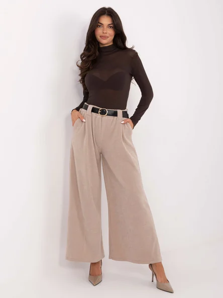 Pantaloni Dama Elegant, Guler inalt, RUE PARIS, Bej Eleganta Office