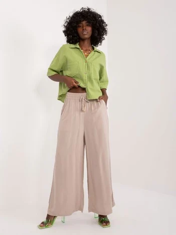 Pantaloni Dama Larga, Guler inalt, Sublevel, Bej Casual Marimi Mari