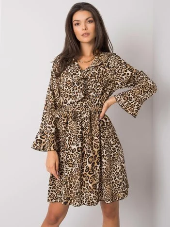 Rochie Dama Maxi, Animal print, ITALY MODA, Bej Eleganta Office