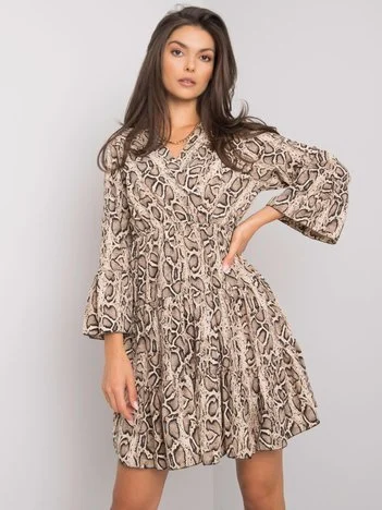 Rochie Dama Maxi, Animal print, ITALY MODA, Bej Eleganta Office