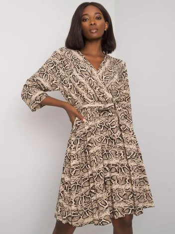 Rochie Dama Mini, Animal print, ITALY MODA, Bej Eleganta Office