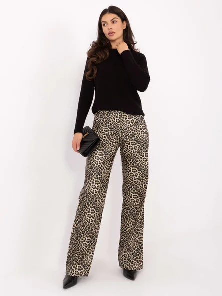 Pantaloni Dama Animal print, Dreapta, LAKERTA, Bej Casual