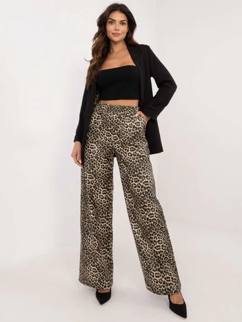 Pantaloni Dama Animal print, Elegant, LAKERTA, Bej Eleganta Office