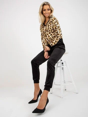 Compleu Dama Maneca lunga, Animal print, RUE PARIS, Bej Casual
