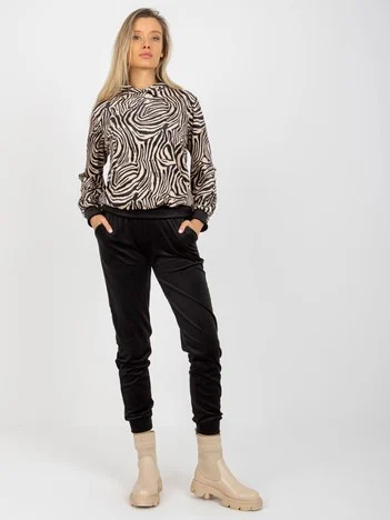Compleu Dama Maneca lunga, Animal print, RUE PARIS, Bej Casual
