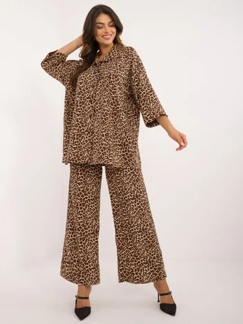 Compleu Dama Maneca 3/4, Animal print, ITALY MODA, Bej Casual