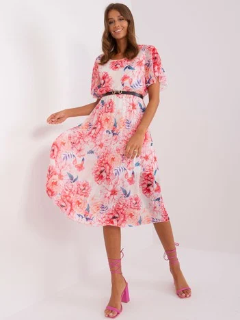 Rochie Dama Midi, Floral, ITALY MODA, Bej de Vara