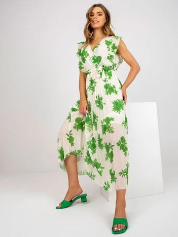 Rochie Dama Midi, Imprimat, ITALY MODA, Verde Eleganta Office