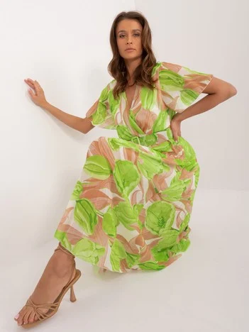 Rochie Dama Midi, Floral, ITALY MODA, Verde Eleganta Office