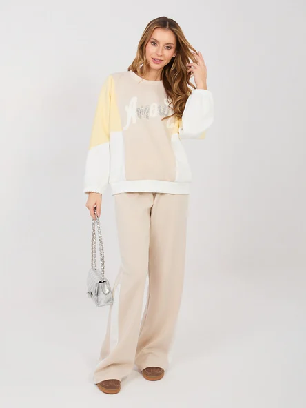 Compleu Dama Maneca lunga, Paiete, RUE PARIS, Bej Casual