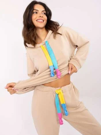 Compleu Dama Maneca lunga, Dreapta, ITALY MODA, Bej Casual